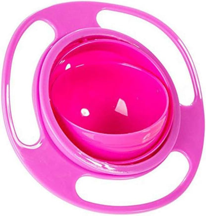 Gyro Bowl Funny 360 Degree Rotate Spill-Proof Bowl with Lid Feeding without Mess Toy for Toddler Baby Kids Children,Pink