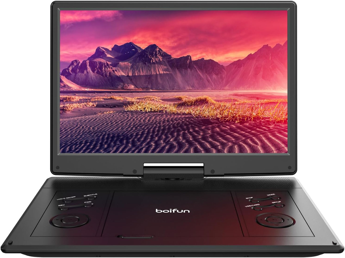 15.7" Portable DVD Player with 14.1" Large HD Screen, 6 Hours Rechargeable Battery, Support USB/SD Card/Sync TV and Multiple Disc Formats, High Volume Speaker, Classic Black,