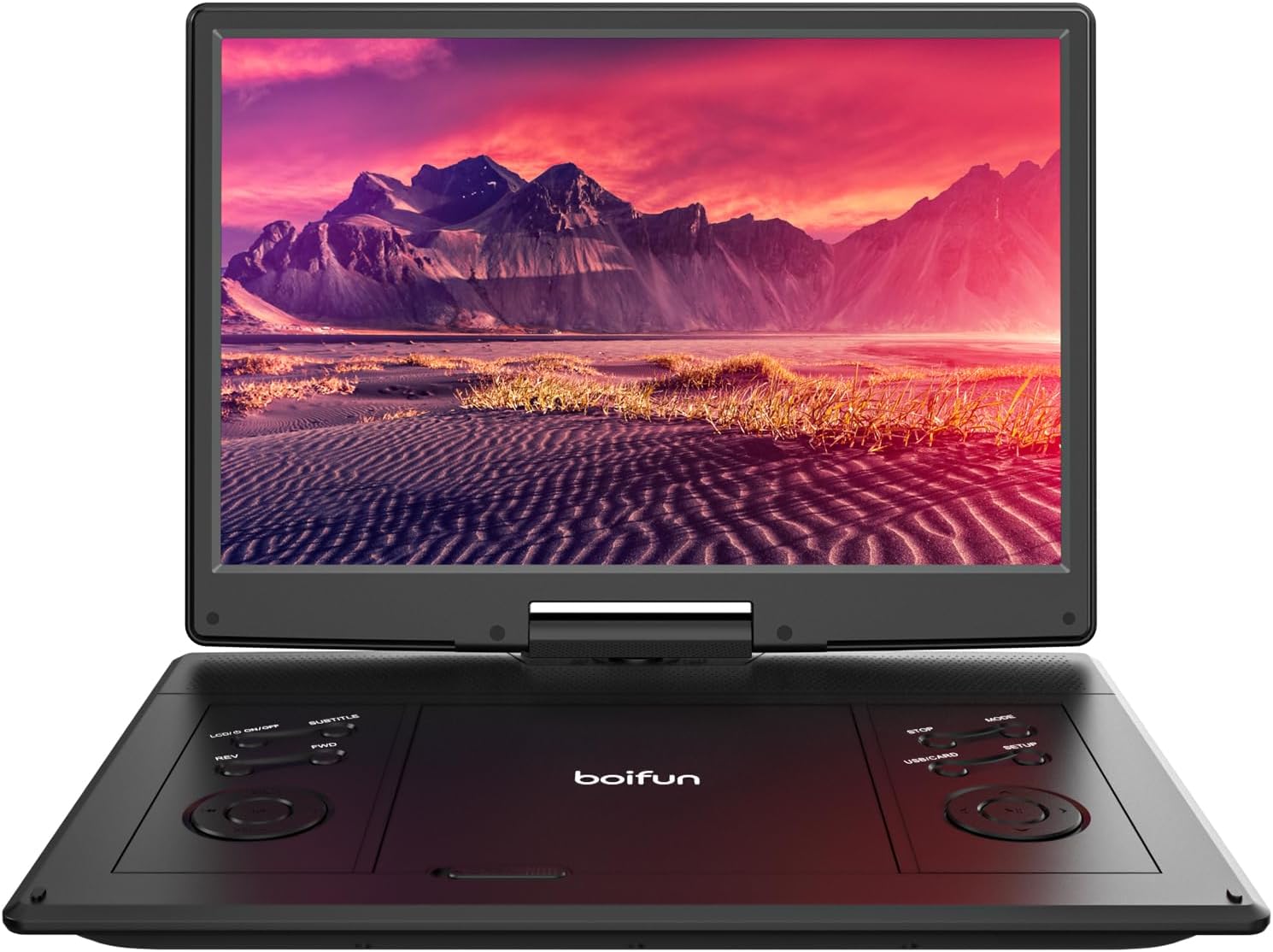 15.7" Portable DVD Player with 14.1" Large HD Screen, 6 Hours Rechargeable Battery, Support USB/SD Card/Sync TV and Multiple Disc Formats, High Volume Speaker, Classic Black,