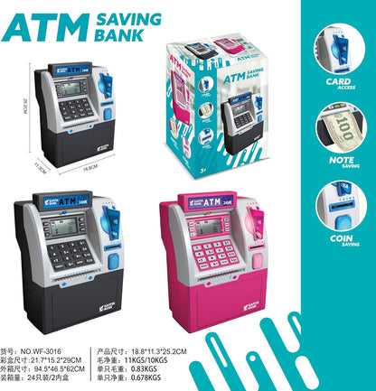 Kids ATM Piggy Bank with Debit Card & PIN - Electronic Money Bank with Digital Coin Counter & Bill Feeder, Educational Savings Toy for Boys & Girls Ages 3-12
