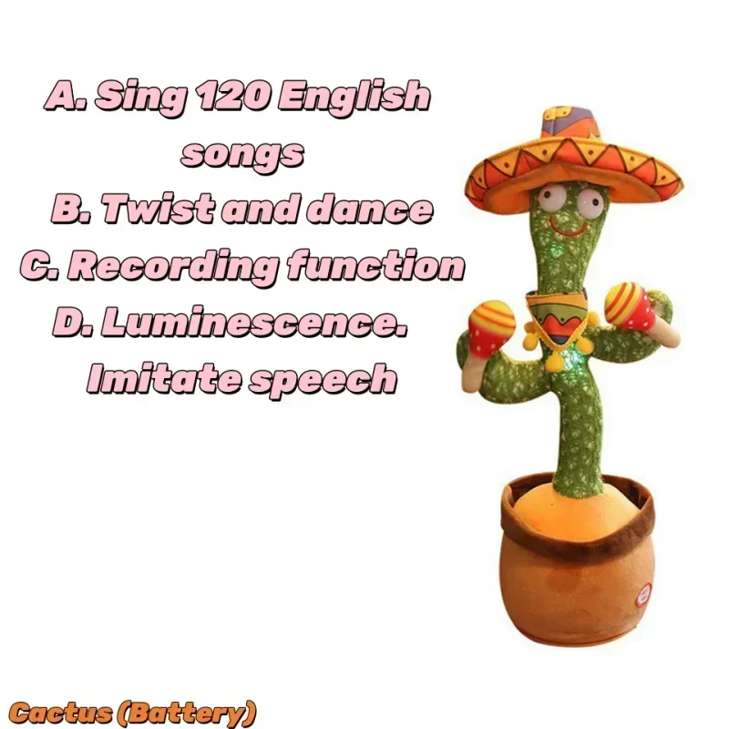 1Pc Dancing Cactus Toy,Repeat Talking ,Song Speaker Wriggle Dancing Sing Talk, Plushie Stuffed ,Interaction and Decoration