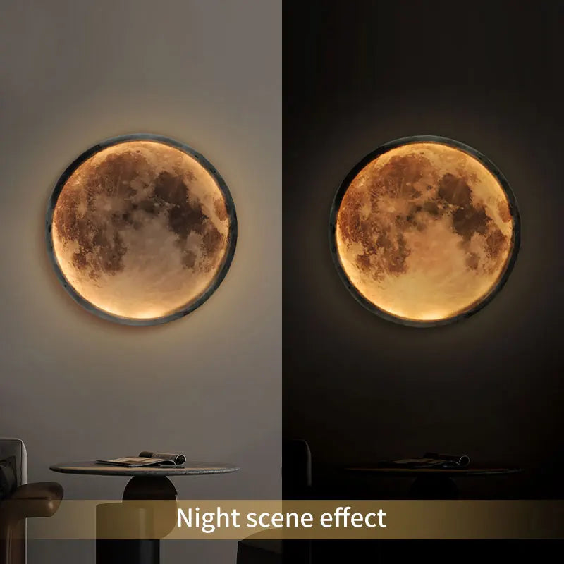 Indoor Rechargeable Wireless Moon Wall Lamp Remote Control Touch Dimming 5000Mah Night Light 