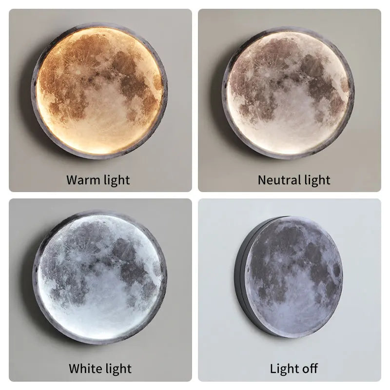 Indoor Rechargeable Wireless Moon Wall Lamp Remote Control Touch Dimming 5000Mah Night Light 