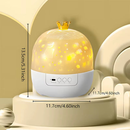 Crown Star Light Projection Rotating Star Bedroom Ceiling Atmosphere Night Lamp Stars Childrens Birthday Gift with Films Sheet