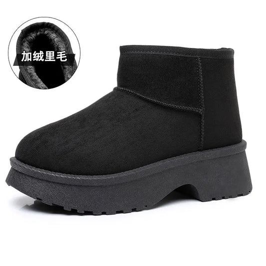 Women'S Snow Boots Fashionable with Thick Velvet and Height Increasing Cotton Shoes for Women'S Lightweight Short Boots